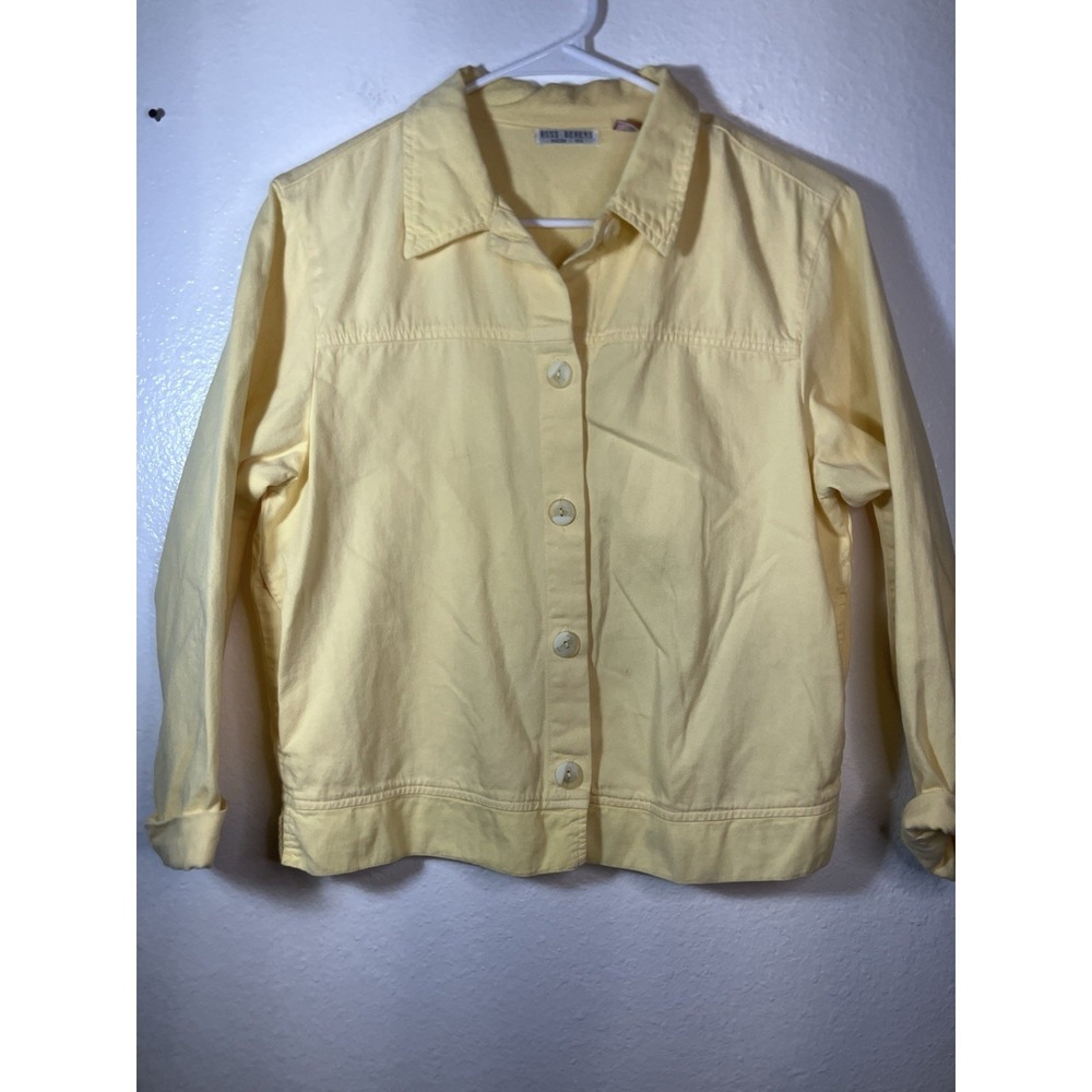 VTG Russ Berens Yellow Jacket Women Small Tencel Linen Button Front Coastal